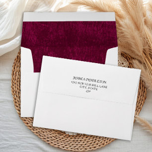 Elegant Luxury Burgundy Berry Velvet  Envelope