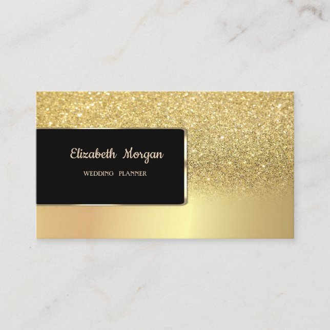 Elegant Luxury Chic Gold Glitter Bokeh Ombre Business Card (Front)