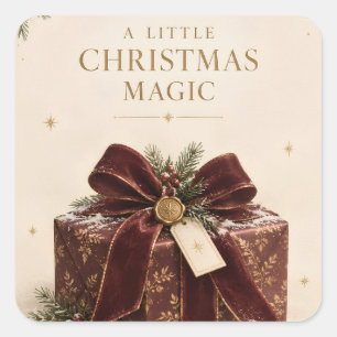 Elegant Luxury Christmas ,Beautiful Gift Box Style Square Sticker