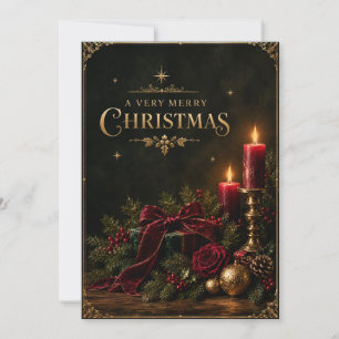 Elegant Luxury Christmas Card, Velvet Bow Card