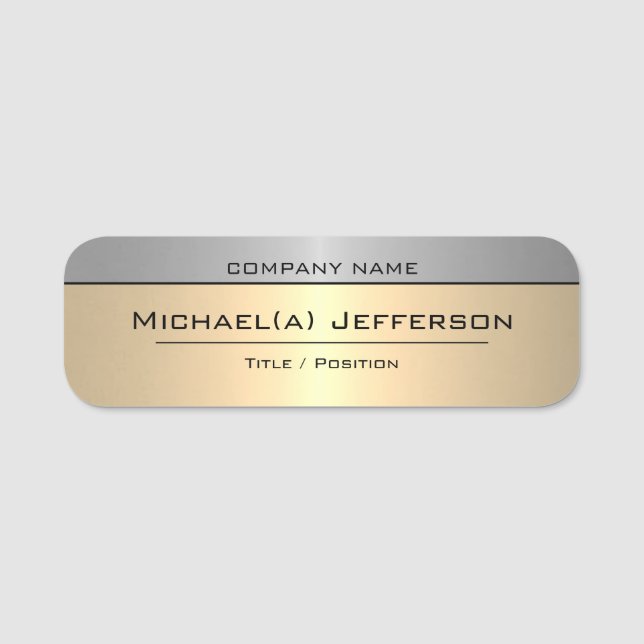 Elegant Luxury Class Gold Silver Professional Name Tag (Front)