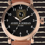 Elegant Luxury couple names Monogram<br><div class="desc">Caouple names custom watch Men and Women luxurious and easy to read, simple design, elegant and stylish, perfect mechanical watch. Couples Watches Specifications💕: His and Hers name Stainless Steel Watch💕: High-quality stainless steel bracelet, durable to use. Equipped with a hidden butterfly buckle, safe and easy to operate, bringing you a...</div>