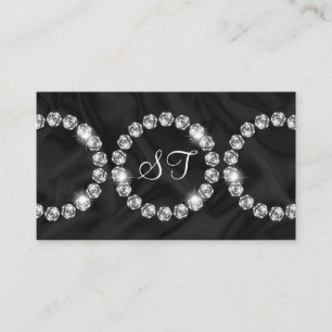 Elegant lUxury Diamond Ring Glitter Black silk Business Card