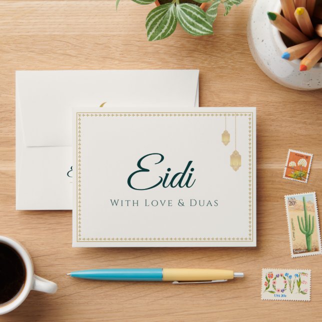 Elegant Luxury Eidi Envelope with Crescent Lantern (Desk)