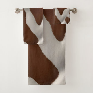Elegant Luxury Faux Cow Leather Trendy Collection Bath Towel Set