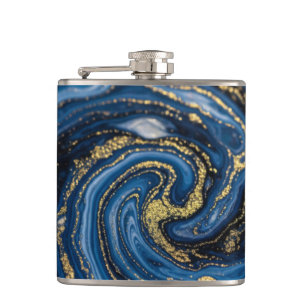 Elegant Luxury Faux Glitter Abstract Marble Hip Flask