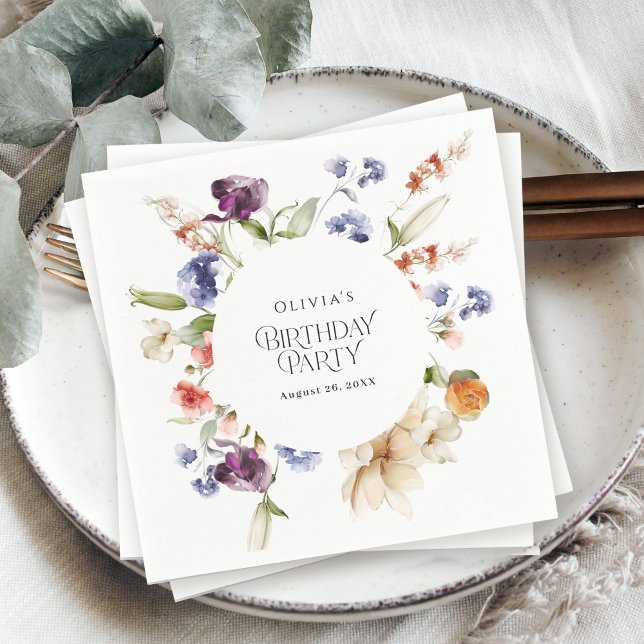 Elegant Luxury Floral Birthday Party for Her Napkin (Creator Uploaded)