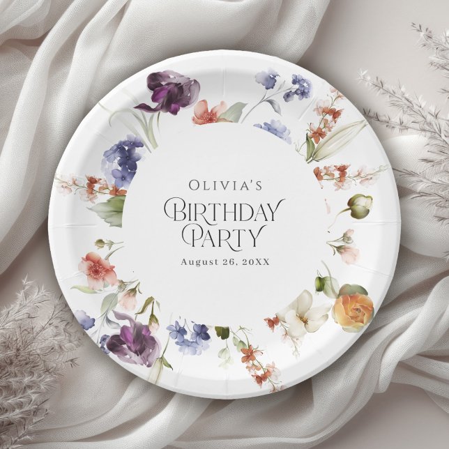 Elegant Luxury Floral Birthday Party Paper Plate (Creator Uploaded)