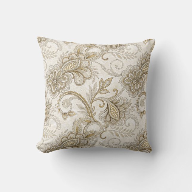 Elegant Luxury Floral Paisley Design Pattern Art Cushion (Front)