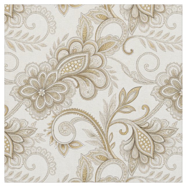 Elegant Luxury Floral Paisley Design Pattern Art Fabric (Close Up)