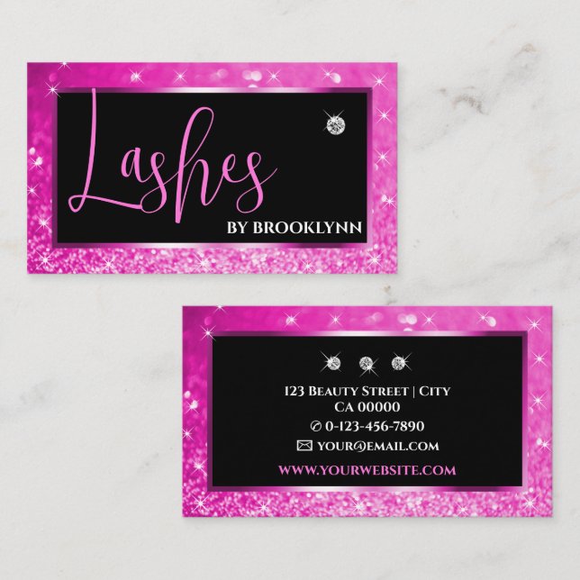 Elegant Luxury Girly Pink Glitzy Sparkling Diamond Business Card (Front/Back)