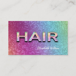 Elegant luxury glittery colourful HAIR holographic Business Card