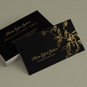Elegant luxury gold black calligraphy script business card