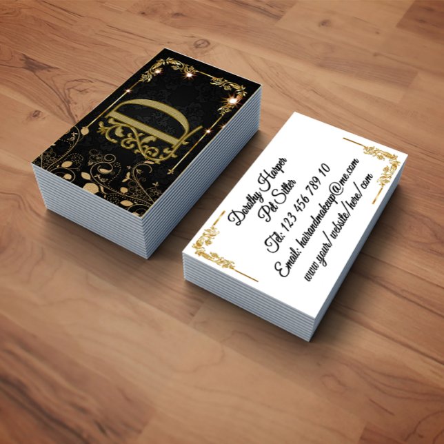 Elegant Luxury Gold Black Monogram Business Card (Creator Uploaded)