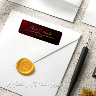 Elegant Luxury Gold Black Red Wedding Address