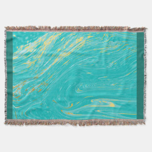 Elegant luxury Gold Blue Marble design Throw Blanket