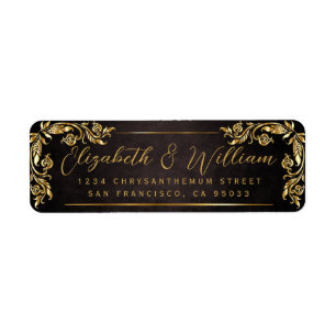 Elegant luxury Gold Floral & Dark Return Address