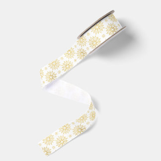 Elegant Luxury Gold Floral Mandala Pattern Grosgrain Ribbon