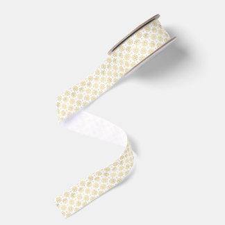 Elegant Luxury Gold Floral Mandala Pattern Grosgrain Ribbon