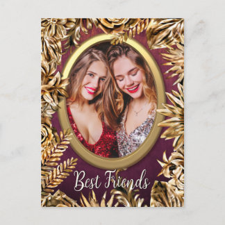 Elegant Luxury Gold Flowers Add Your Photo Custom Postcard