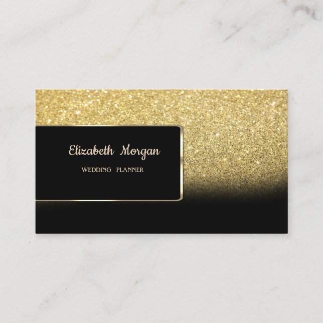 Elegant Luxury Gold Glitter Bokeh Ombre Business Card (Front)