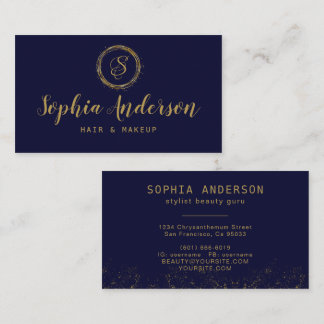 Elegant Luxury Gold Glitter & Signature Script Business Card