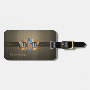 Elegant Luxury Gold Lotus,Striped Luggage Tag