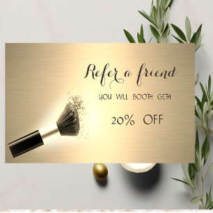 Elegant  Luxury,Gold, Makeup Brush Referral Card