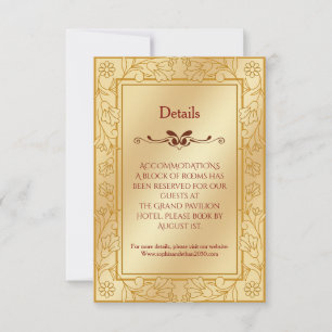 Elegant Luxury Gold Metallic Wedding Details Card