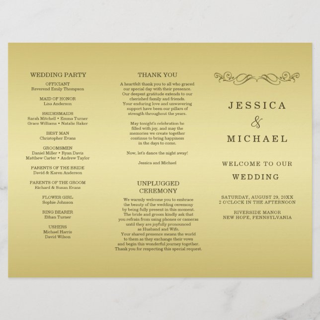 Elegant Luxury Gold Ornate wedding Flyer (Front)