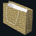 Elegant Luxury Gold Script Merry Christmas Large Gift Bag<br><div class="desc">A beautiful "Merry Christmas" personalised luxury gold gift bag design. An ideal custom name gift wrap for someone special this Christmas.</div>