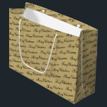 Elegant Luxury Gold Script Merry Christmas Large Gift Bag<br><div class="desc">A beautiful "Merry Christmas" personalised luxury gold gift bag design. An ideal custom name gift wrap for someone special this Christmas.</div>