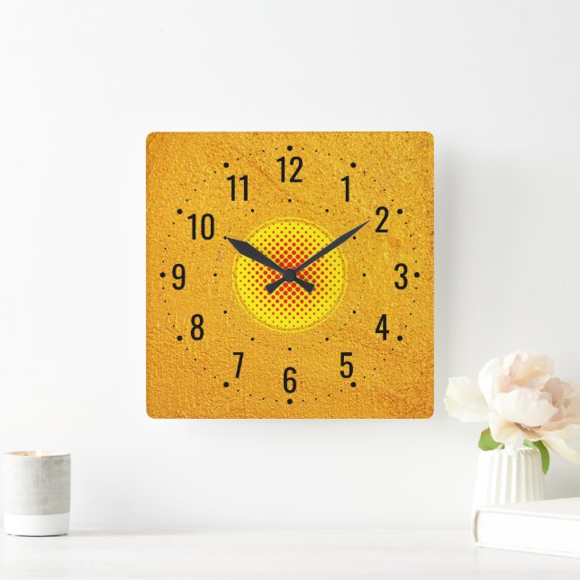 Elegant & Luxury Golden Analogue Square Wall Clock (Home)
