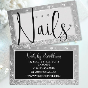 Elegant Luxury Gray Glitter Rhinestone Diamond Business Card