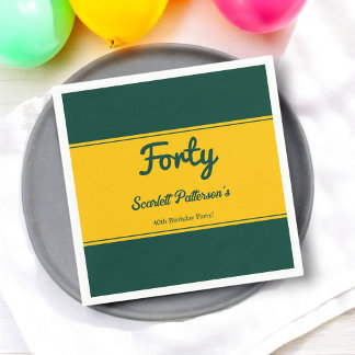 Elegant Luxury Green And Gold Chic 40th Birthday Napkin