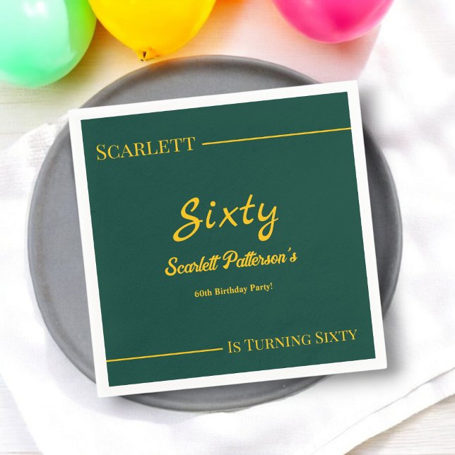 Elegant Luxury Green And Gold Modern Birthday Napkin (Creator Uploaded)