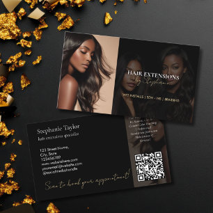 Elegant Luxury Hair Stylist Extensions Wigs Photo Business Card
