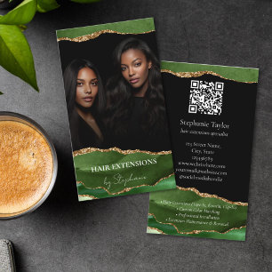 Elegant Luxury Hair Stylist Extensions Wigs Photo Business Card