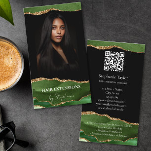 Elegant Luxury Hair Stylist Extensions Wigs Photo Business Card