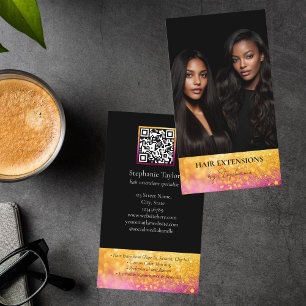 Elegant Luxury Hair Stylist Extensions Wigs Photo Business Card