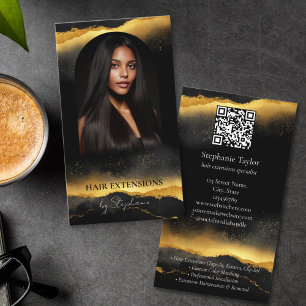 Elegant Luxury Hair Stylist Extensions Wigs Photo Business Card