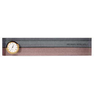 Elegant Luxury Leather Look Brown Black Nameplate