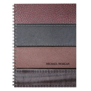 Elegant Luxury Leather Look Brown Black Notebook