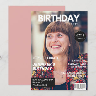 Elegant Luxury Magazine Photo 67th birthday Invitation