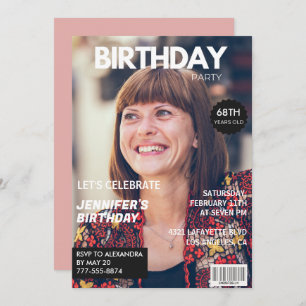 Elegant Luxury Magazine Photo 68th birthday Invitation