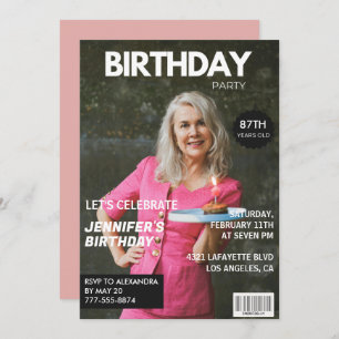 Elegant Luxury Magazine Photo 87th birthday Invitation