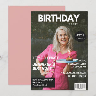 Elegant Luxury Magazine Photo 89th birthday Invitation