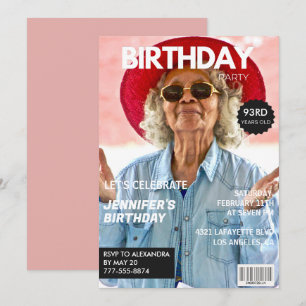 Elegant Luxury Magazine Photo 93rd birthday Invitation