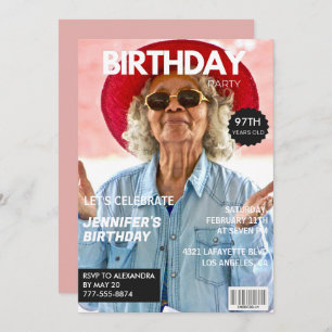 Elegant Luxury Magazine Photo 97th birthday Invitation