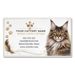 Elegant Luxury Maine Coon Cat Cattery Magnetic Business Card
